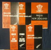 5 x 1960/70s Wales v New Zealand Signed Rugby Programmes â€“ all played at Cardiff Arms Park