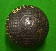 Good square mesh moulded pattern guttie golf ball c. 1890 â€“ no cuts or marks, devoid of paint