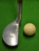 Large and unusual alloy mallet head bent neck putter â€“ diamond cut face markings and good knurling