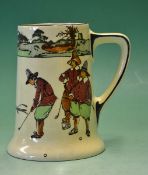 Early Royal Doulton Series ware golfing 1pt tankard â€“ large tankard with a raised bottom decorated