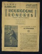 Scarce 1947 Bourgogne (France) v London (Kent & Middlesex) Rugby Match Programme - played on 24/03/
