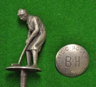 Silver plated Lady figure trophy top â€“ mounted on a circular base overall 1.5"h and silver golf