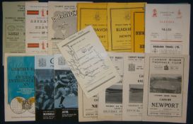 Various Collection of 1960s Onward Welsh Club Rugby Programmes â€“ to consist mainly of Cardiff,