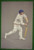 Original Chevalier Taylor colour lithograph cricket print 1905 â€“ titled Mr A C Maclaren -