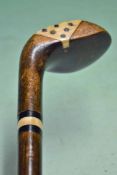 Fine Sunday golf walking stick fitted with dark stained socket neck driver handle c/w triangular