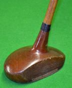 Rare Willie Wallace Schenectady style wooden head centre shaft putter with full brass sole plate and