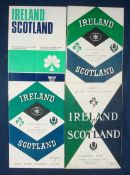 4 x 1960s Ireland v Scotland Signed Rugby Programmes â€“ all played at Lansdowne Roads to include