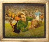 Bert Williams (England & Wolverhampton Wanderers) - original Football Oil Painting By Brian West â€“