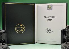 Masters Annual 1987 signed by the winner Larry Mize â€“ 1st ed original green and leather gilt