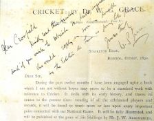 Rare WG Grace and 1893 Australia team signed book and letter .WG Grace - rare signed book and letter
