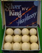 12 x Silver King HV unused dimple golf balls in makers original hinged lid box â€“the base stamped