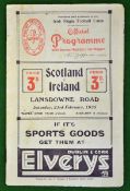 1935 Ireland (Champions) v Scotland rugby programme â€“ played on 23/02/35 at Lansdowne, light