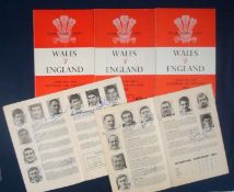 5 x 1960s Wales v England Signed Rugby Programmes â€“ all played at Cardiff Arms Park including on