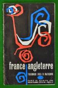 1966 France (Runners Up) v England Rugby Programme â€“ played on 26/02/66 at Stade Colombes, with