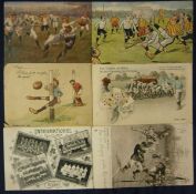 Various Rugby Souvenir Postcards â€“ to include football incidents, international souvenir, most