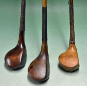 3x scare neck woods to incl a Wellis dark stained dogwood driver stamped JS Pearson West Middlesex