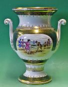 Fine Spode "Hand Painted Golf Series" ornate double handled bone china vase â€“ ltd ed no. 5/250 -