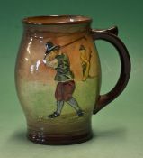 Royal Doulton Golfing Kingsware series tankard c. 1930s - light coloured finish decorated with