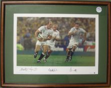 2003 England Winners Rugby World Cup Final signed ltd print â€“ original Big Blue Tube World Cup