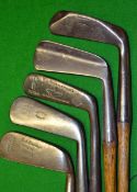 5x Assorted steel blade putters to include 3 x Metal blade, 2 x Gems by G Nicoll, a very bend neck