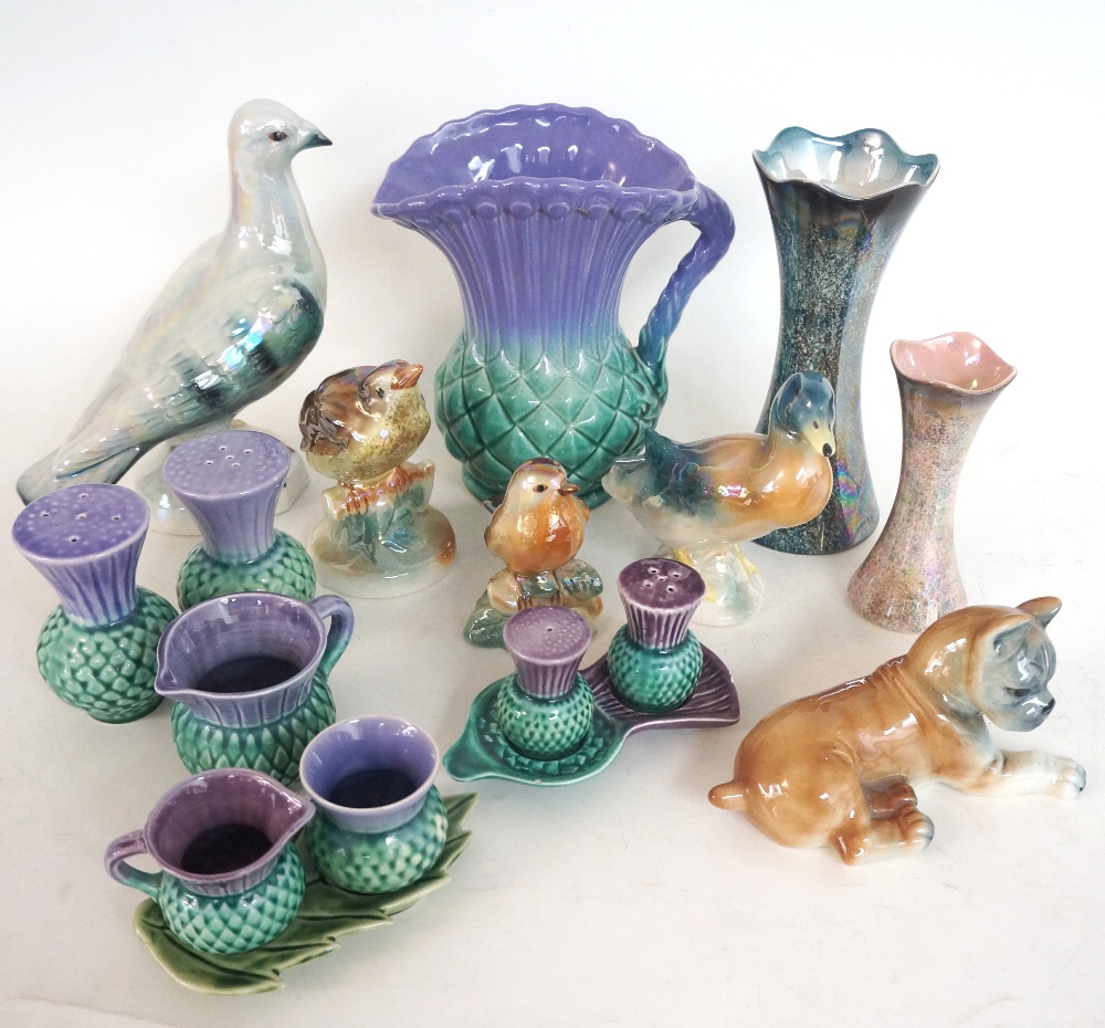 COLLECTION OF CAMPSIE WARE AND SCOTTISH POTTERY
including pigeon, duck, birds, boxer dog puppy,