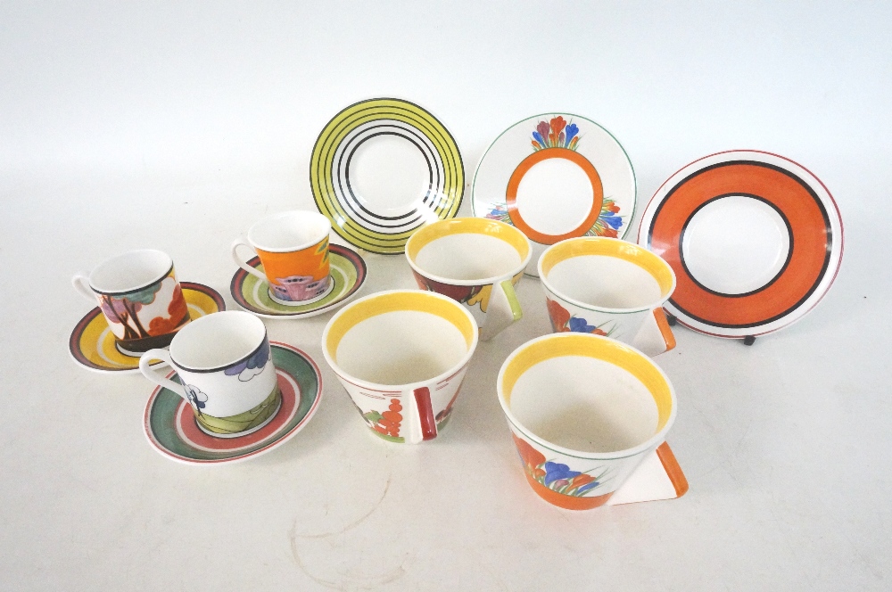 COLLECTION OF CLARICE CLIFF
by Wedgwood, comprising cups and saucers comprising two Crocus, Bizarre,