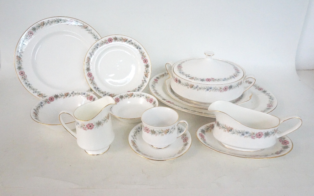 PARAGON 'BELINDA' PATTERN DINNER SERVICE
comprising six cups and saucers, milk jug, sugar bowl,