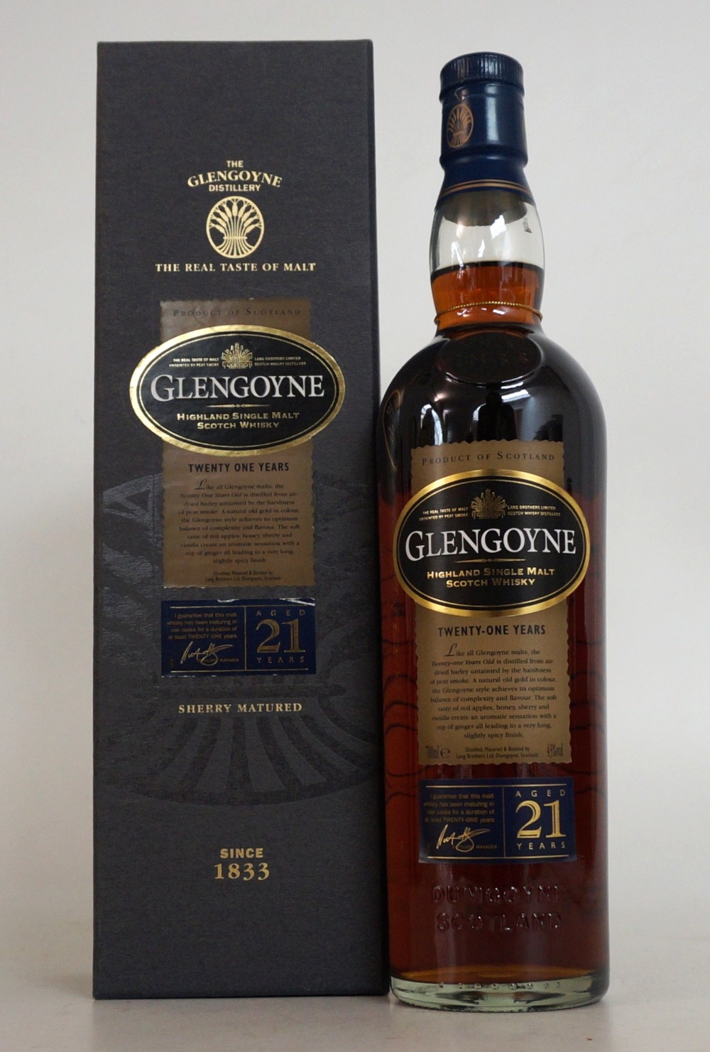 GLENGOYNE 21 YEAR OLD
1 bottle Glengoyne 21 Year Old Single Malt Scotch Whisky.  O.B.   Sherry