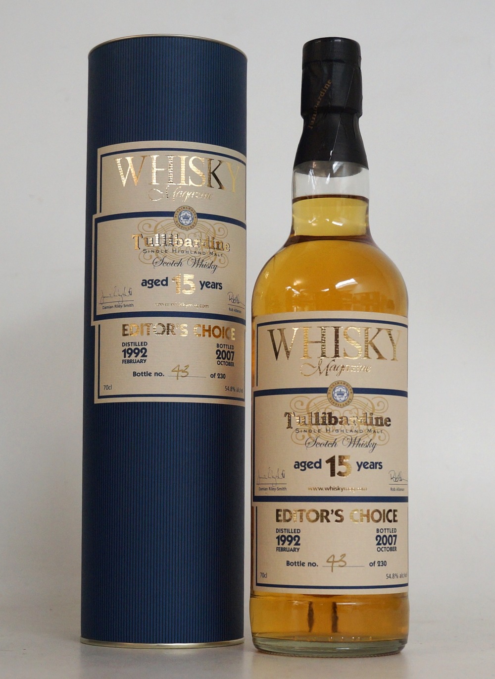 TULLIBARDINE 1992 - 15 YEAR OLD - WHISKY MAGAZINE
1 bottle.  Tullibardine 1992 - 15 year old