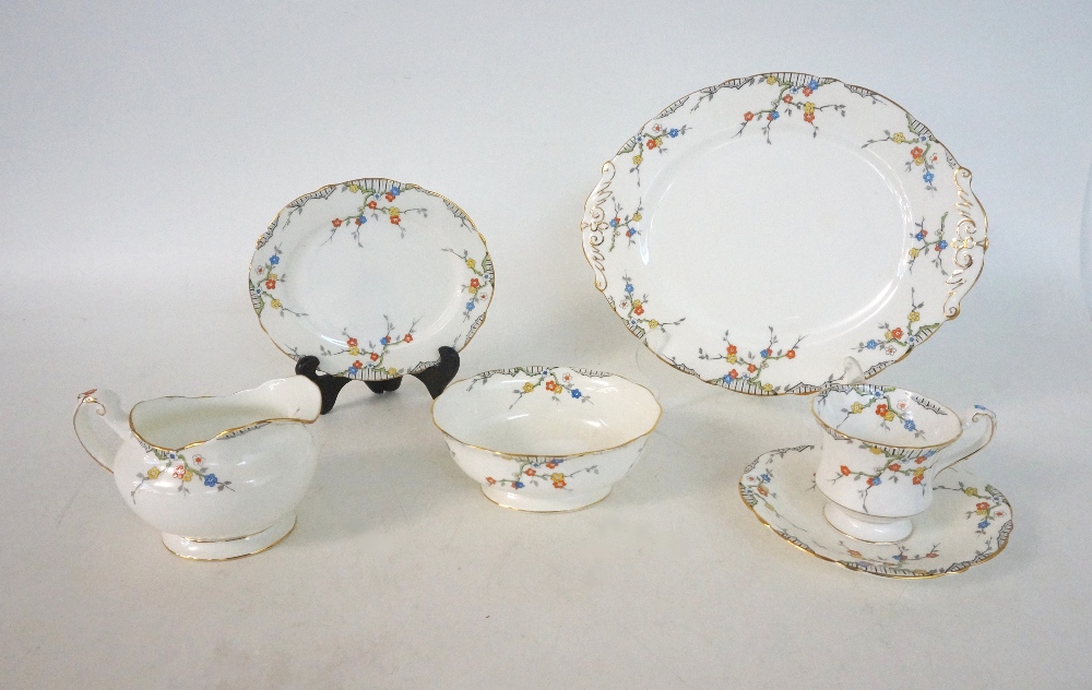 1930's ROYAL PARAGON 'THORN' BONE CHINA TEASET
with floral decoration on white ground, comprising