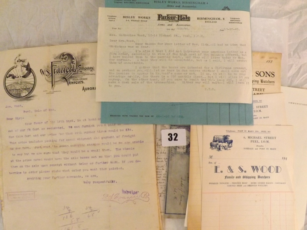 A selection of ephemera relating to the Woods family of Peel