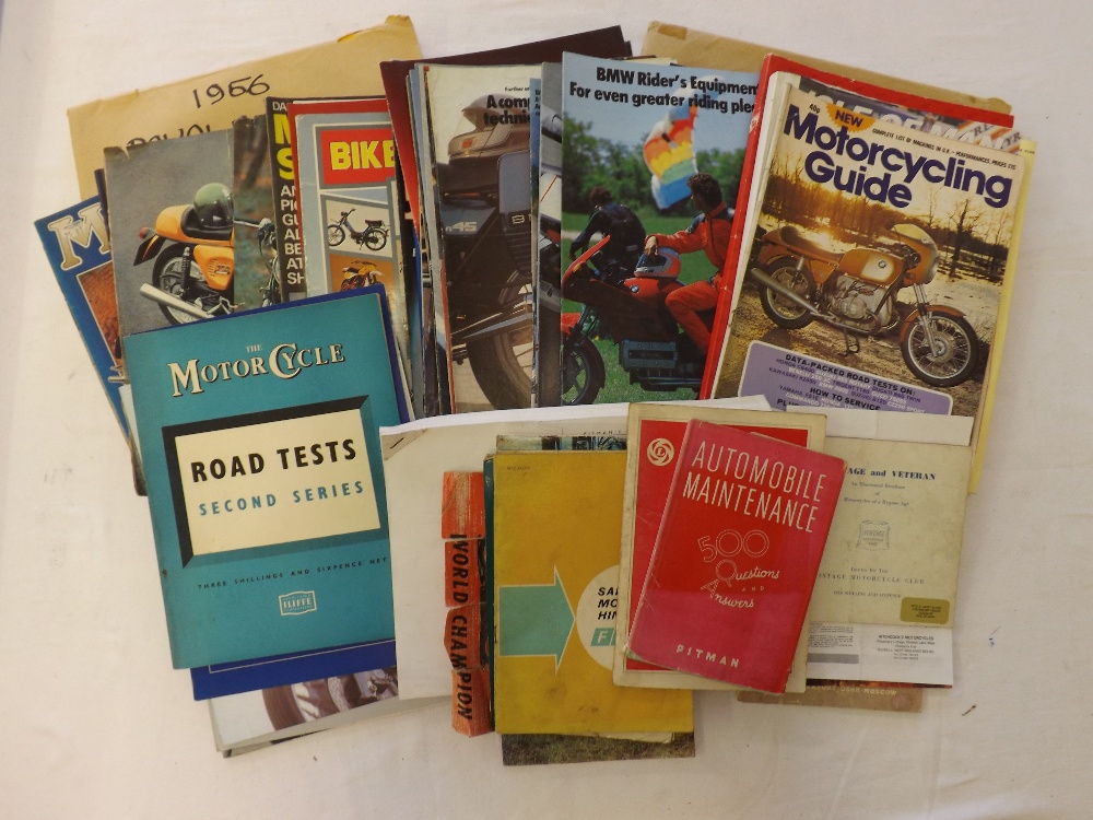 A collection of motorcycle magazines, booklets and leaflets
