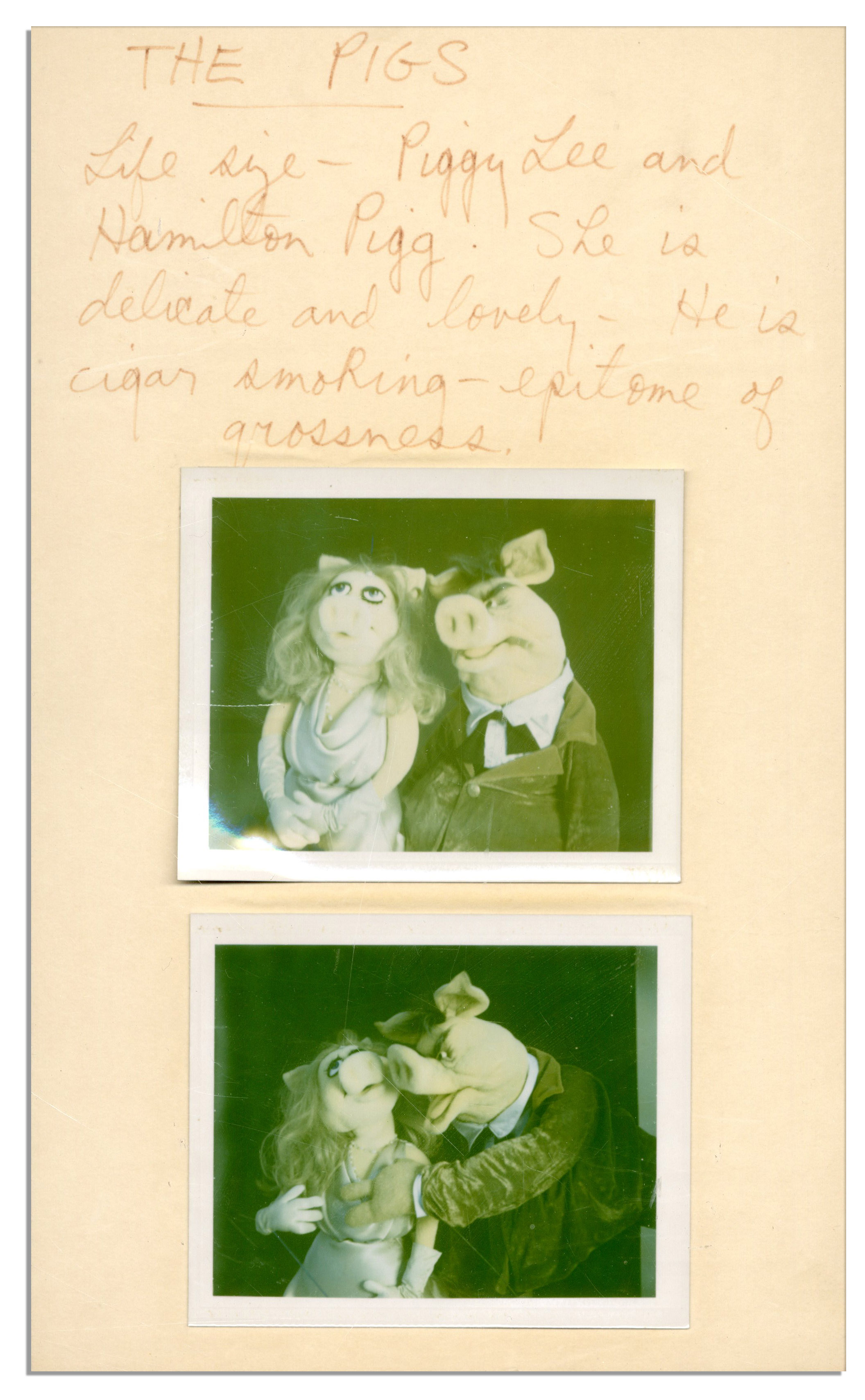 Jim Henson Handwritten Character Description of the Premiere Version of Miss Piggy From Her 1974