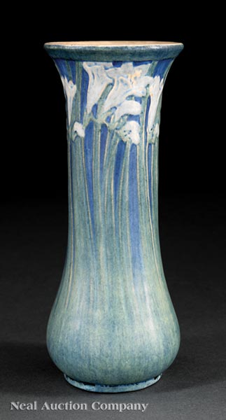 A Newcomb College Art Pottery Semi-Matte Glaze Vase, 1915, decorated by Anna Frances Simpson in a