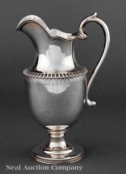 An Antique American Sterling Silver Pitcher, William Gale & Son, New York, 1853-1856, vase form with