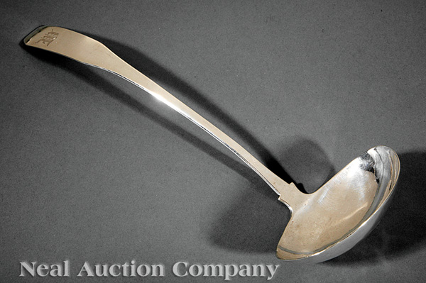 A Virginia Coin Silver Soup Ladle, Michael Gretter 1785-1867, act. Richmond, 1806-1818, marked "Ml.