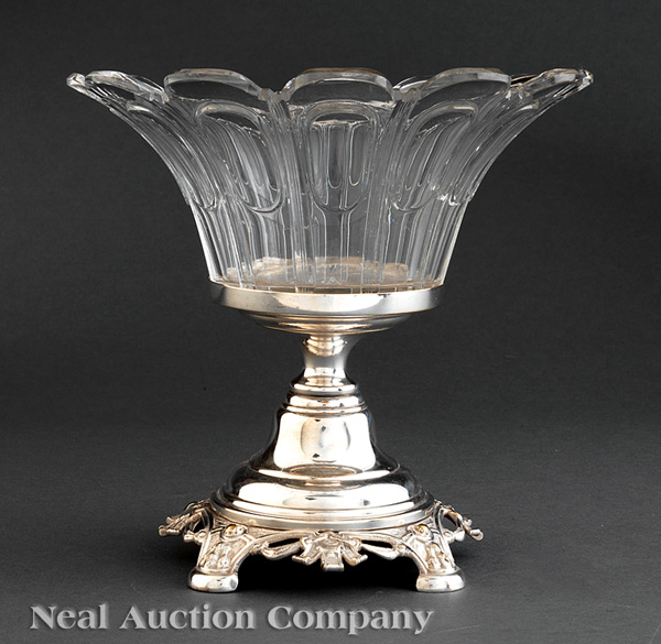 A Classical Silverplate and Crystal Center Bowl.