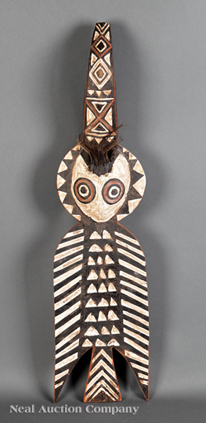 Yacouba Bonde (Burkino Faso, b. 1963), "Bird", polychrome painted carved wood Bwa mask with animal