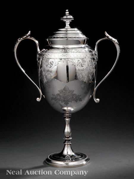 An Antique English Silverplate Covered Urn, John Gallimore, Sheffield, act. 1876-1896, height 13 1/2