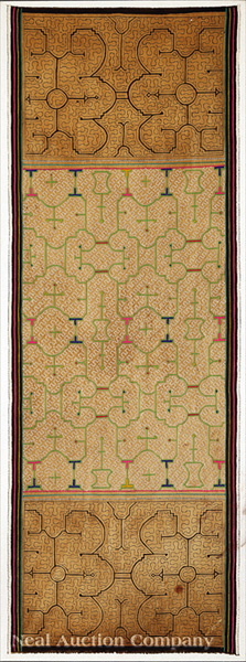 Two Shipibo Dyed and Woven Cotton Textiles, Peru, each of rectangular form with geometric designs,