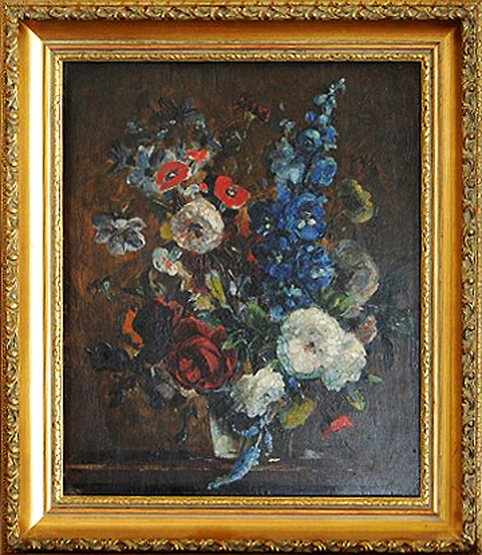 Stuart Somerville, an oil on board still life study of a vase of flowers. Signed lower left. 9½ by