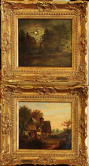 Attributed to Christopher Mark Maskell, a pair of oils on board depicting a rural thatched house