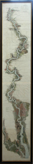 Tombleson`s panoramic map of The Thames and Medway. 10¼ by 50¾ins. In a gilt and ebonised frame.