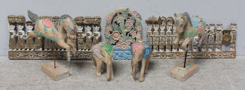 SECTION 6.  A collection of modern Malaysian carved and painted wooden items including a pair of