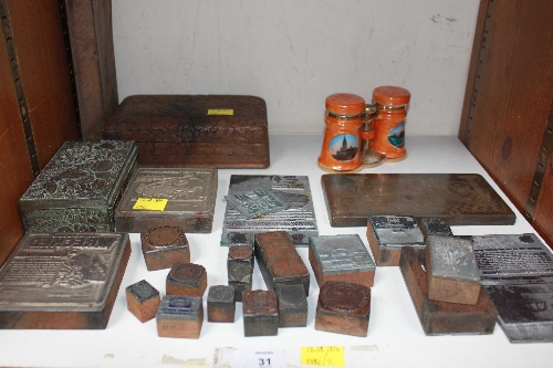 SECTION 31.  A collection of metal printing blocks of motoring and freemason interest etc, together