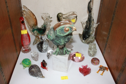 SECTION 26.  A bronzed figure of an owl on marble plinth and a collection of glass birds, animals