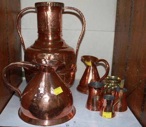 SECTION 27.  An antique copper conical half-gallon measure, an Eastern copper two-handled vase and