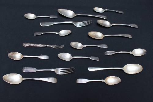 A small quantity of 19th Century and later silver forks and spoons etc, approx 500 grams.