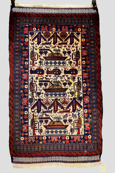 Baluchi ‘war’ rug, Khorasan, north east Persia, 20th century, 4ft. 7in. x 2ft. 9in. 1.40m. x 0.