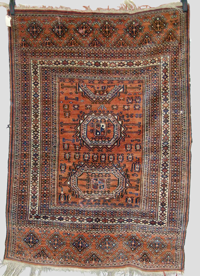 Unusual Yomut dip khali, Turk­menistan, late 19th century 5ft. 5in. x 3ft. 10in. 1.65m. x 1.17m.